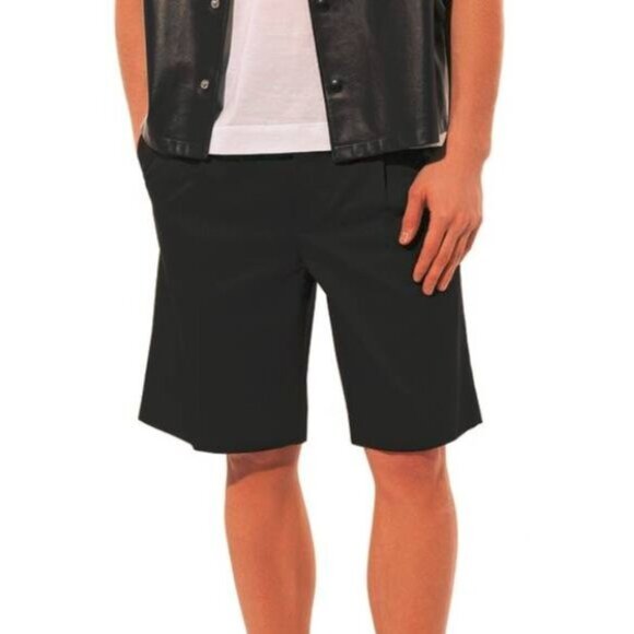 Prada SS/20 Black Pleated Cotton Bermuda Shorts